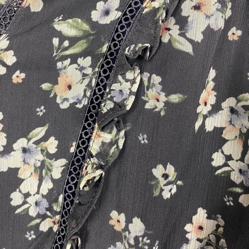 ASTR The Label Ditsy Floral Chiffon Faux Wrap Sheer Sleeve Womens Size Small - Picture 12 of 13